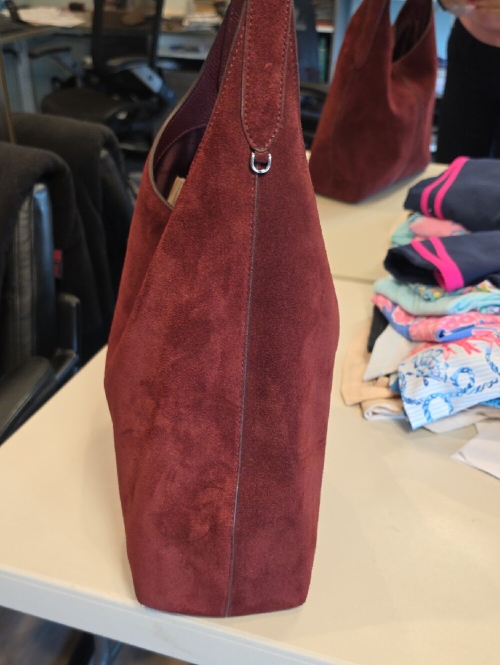 kate spade Large 454 Burgundy Suede Shoulder Bag - Picture 4 of 16